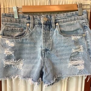 Blank NYC The Barrow Cut Off Denim Jean Shorts Distressed Button Fly Size 25